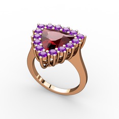 Pralia Yüzük - Garnet ve ametist 8 ayar rose altın yüzük #o0ifud