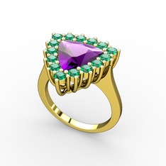 Pralia Yüzük - Ametist ve yeşil kuvars 14 ayar altın yüzük #o3p1ak