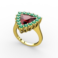 Pralia Yüzük - Garnet ve yeşil kuvars 925 ayar altın kaplama gümüş yüzük #o4qcy5