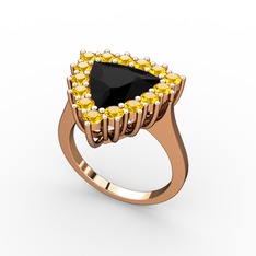 Pralia Yüzük - Siyah zirkon ve sitrin 8 ayar rose altın yüzük #o8ijtn