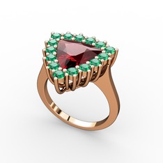 Pralia Yüzük - Garnet ve yeşil kuvars 14 ayar rose altın yüzük #ogdlxb