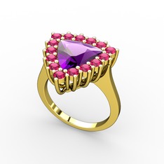 Pralia Yüzük - Ametist ve rodolit garnet 18 ayar altın yüzük #opvqt4