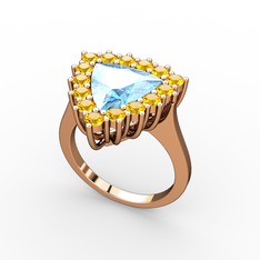 Pralia Yüzük - Akuamarin ve sitrin 18 ayar rose altın yüzük #ouii5p