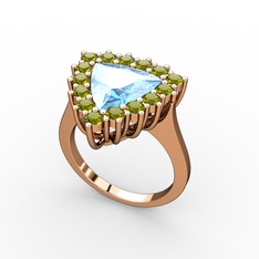 Pralia Yüzük - Akuamarin ve peridot 925 ayar rose altın kaplama gümüş yüzük #rpioyf