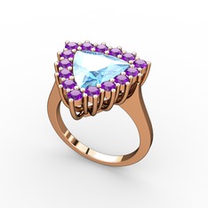 Pralia Yüzük - Akuamarin ve ametist 925 ayar rose altın kaplama gümüş yüzük #s2v9hz