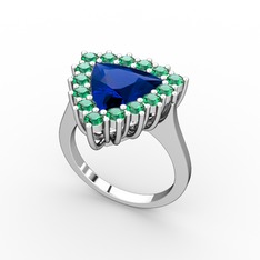 Pralia Yüzük - Lab safir ve yeşil kuvars 8 ayar beyaz altın yüzük #s8oaci