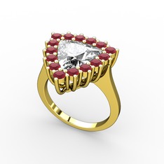 Pralia Yüzük - Swarovski ve kök yakut 14 ayar altın yüzük #tmfdd2