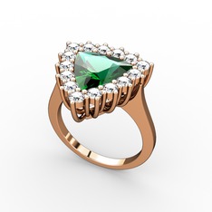 Pralia Yüzük - Yeşil kuvars ve pırlanta 18 ayar rose altın yüzük (0.9 karat) #tp7xco