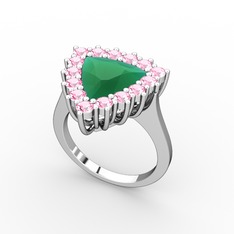 Pralia Yüzük - Kök zümrüt ve pembe kuvars 925 ayar gümüş yüzük #tsvmbt