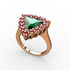 Pralia Yüzük - Yeşil kuvars ve garnet 8 ayar rose altın yüzük #weq1mx