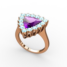 Pralia Yüzük - Ametist ve akuamarin 8 ayar rose altın yüzük #wjvjd3