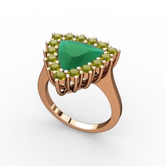 Pralia Yüzük - Kök zümrüt ve peridot 18 ayar rose altın yüzük #wttwig