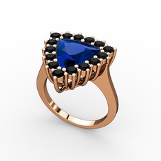 Pralia Yüzük - Lab safir ve siyah zirkon 925 ayar rose altın kaplama gümüş yüzük #xi68fh