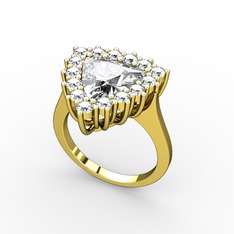 Swarovski ve beyaz zirkon 14 ayar altın yüzük
