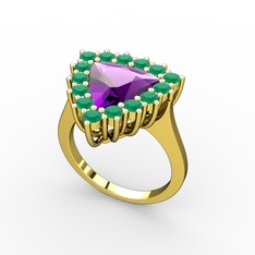 Pralia Yüzük - Ametist ve kök zümrüt 18 ayar altın yüzük #yoofwq