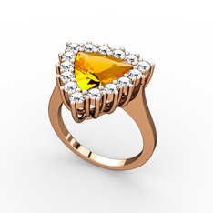 Sitrin ve swarovski 8 ayar rose altın yüzük