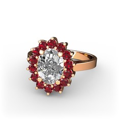 Swarovski ve garnet 8 ayar rose altın yüzük