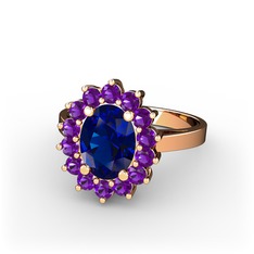 Eda Yüzük - Lab safir ve ametist 14 ayar rose altın yüzük #11zjb53