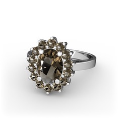 Eda Yüzük - Dumanlı kuvars 925 ayar gümüş yüzük #125tnre