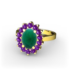 Eda Yüzük - Kök zümrüt ve ametist 14 ayar altın yüzük #12im2cu
