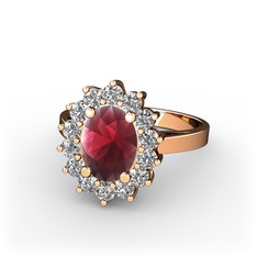 Eda Yüzük - Kök yakut ve pırlanta 18 ayar rose altın yüzük (0.504 karat) #13ic86o