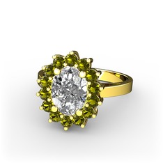 Eda Yüzük - Swarovski ve peridot 14 ayar altın yüzük #149i5wp