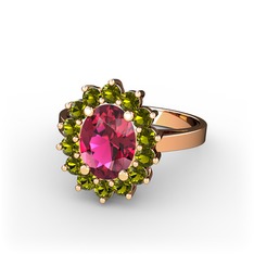 Eda Yüzük - Rodolit garnet ve peridot 8 ayar rose altın yüzük #176qb54