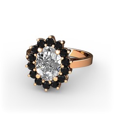 Eda Yüzük - Swarovski ve siyah zirkon 925 ayar rose altın kaplama gümüş yüzük #17bg5ig
