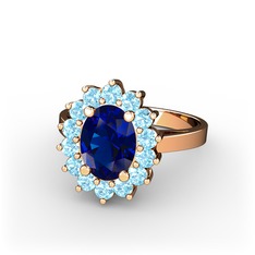 Eda Yüzük - Lab safir ve akuamarin 8 ayar rose altın yüzük #17p0jpi