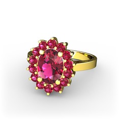 Rodolit garnet 14 ayar altın yüzük