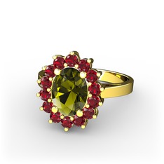 Peridot ve garnet 14 ayar altın yüzük