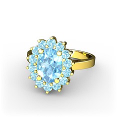 Eda Yüzük - Akuamarin 8 ayar altın yüzük #18g0e3v