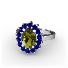 Peridot ve lab safir 925 ayar gümüş yüzük