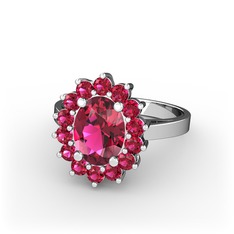 Eda Yüzük - Rodolit garnet 14 ayar beyaz altın yüzük #1aa4vc