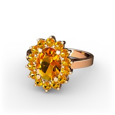 Eda Yüzük - Sitrin 925 ayar rose altın kaplama gümüş yüzük #1ap1b22