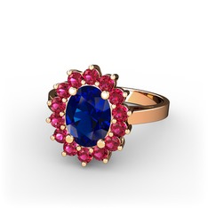 Eda Yüzük - Lab safir ve rodolit garnet 18 ayar rose altın yüzük #1bqgkdx