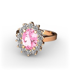 Eda Yüzük - Pembe kuvars ve swarovski 18 ayar rose altın yüzük #1cmb1u0