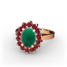 Eda Yüzük - Kök zümrüt ve garnet 925 ayar rose altın kaplama gümüş yüzük #1e1ahk4