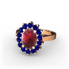 Kök yakut ve lab safir 18 ayar rose altın yüzük
