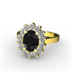 Siyah zirkon ve beyaz zirkon 14 ayar altın yüzük