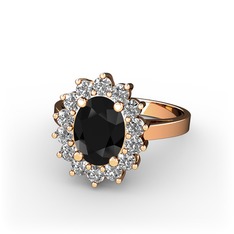Eda Yüzük - Siyah zirkon ve pırlanta 14 ayar rose altın yüzük (0.504 karat) #1i9v1yo