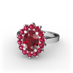 Garnet ve rodolit garnet 14 ayar beyaz altın yüzük