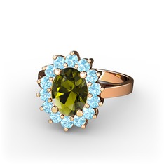 Eda Yüzük - Peridot ve akuamarin 8 ayar rose altın yüzük #1jli2gf
