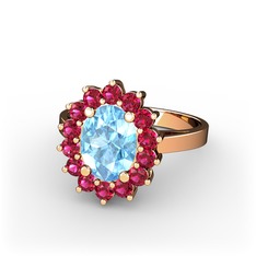 Eda Yüzük - Akuamarin ve rodolit garnet 18 ayar rose altın yüzük #1kymcfk