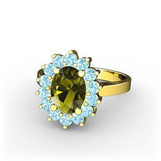Eda Yüzük - Peridot ve akuamarin 18 ayar altın yüzük #1lg6yuu