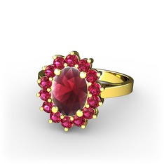 Eda Yüzük - Kök yakut ve rodolit garnet 8 ayar altın yüzük #1lqcwnr