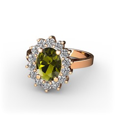 Eda Yüzük - Peridot ve swarovski 8 ayar rose altın yüzük #1mtyhen
