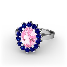 Pembe kuvars ve lab safir 925 ayar gümüş yüzük