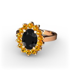 Eda Yüzük - Siyah zirkon ve sitrin 18 ayar rose altın yüzük #1ow3vdo