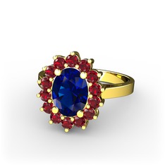 Lab safir ve garnet 14 ayar altın yüzük